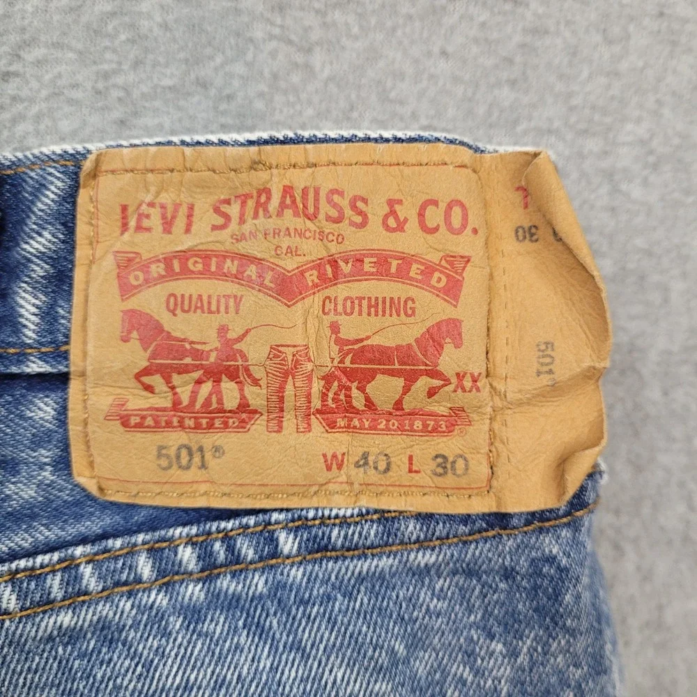 Levi Strauss & Co. 501 Original Fit Jeans Mens 40x30 Blue Acid Wash Button Fly